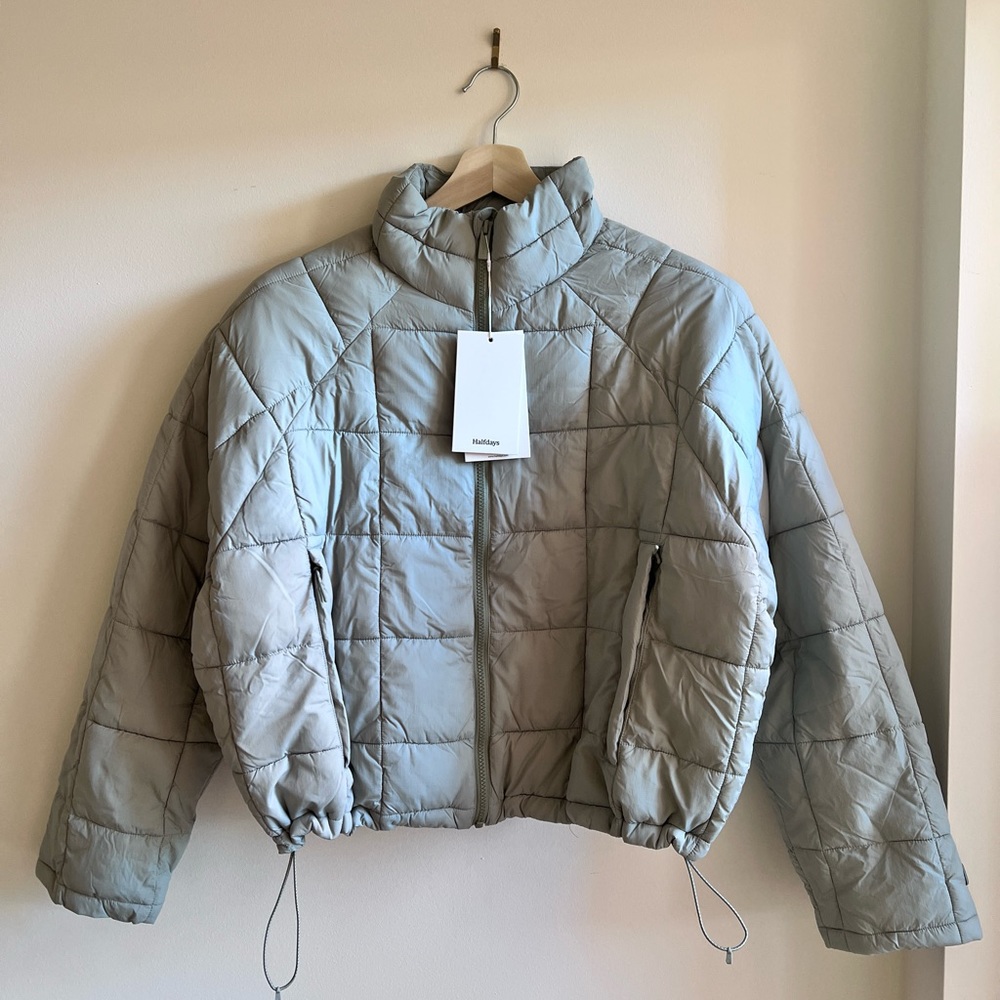 Halfdays Nellie Packable Puffer Jacket in Sage, sz Large